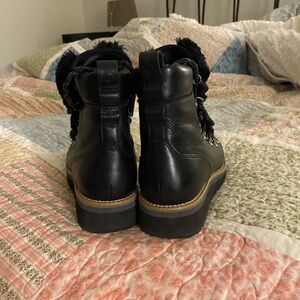 COLE HAAN Zerogrand Lodge Hiker Boots Black Leather Size 8